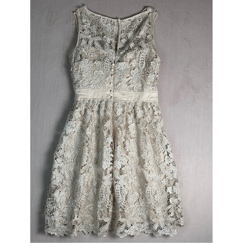 Adrianna Papell Lace Dress Ivory A-Line Sleeveless 10 Romantic Wedding Guest - Picture 14 of 14